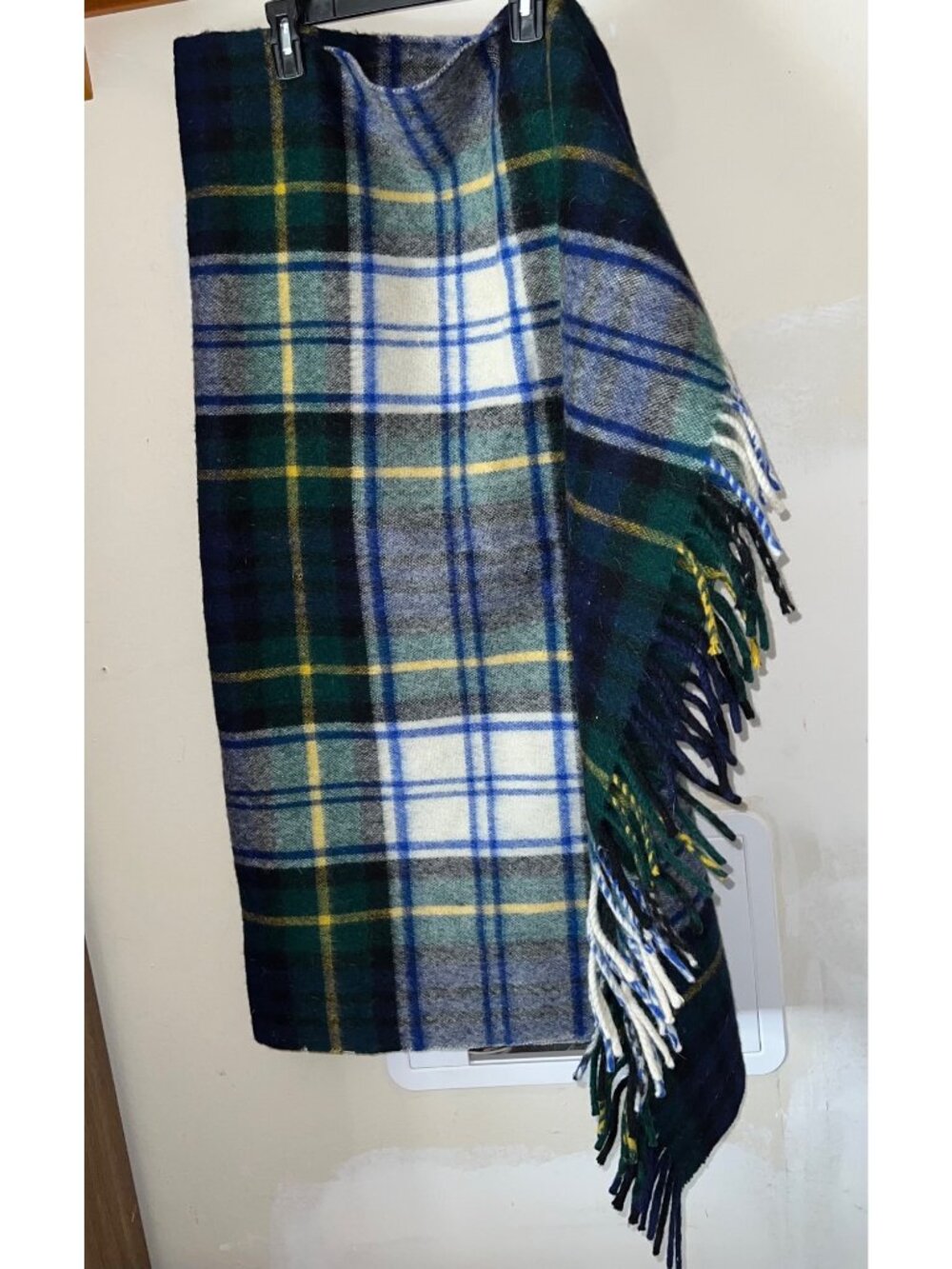 Vintage Wool Plaid Blanket Fringe Made In England Strawbridge & Clothier Tartan - Picture 5 of 7